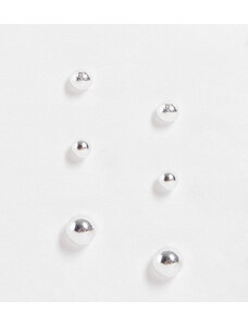 ASOS DESIGN - Confezione da 3 paia di orecchini a bottone in argento sterling a grandezze diverse