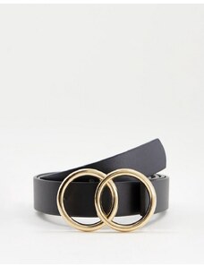 ASOS DESIGN - Cintura per vita e fianchi con doppio cerchio in metallo dorato con design smussato-Oro