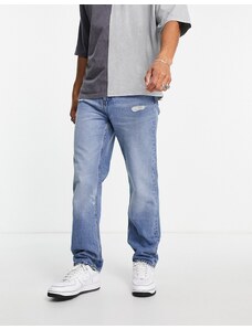 ASOS DESIGN - Jeans dad lavaggio medio con abrasioni-Blu