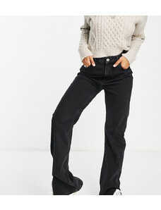 Esclusiva Pull&Bear Tall - Jeans neri a gamba dritta a vita alta stile anni '90 con spacchetto sul fondo-Nero