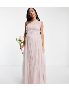 Anaya Maternity Anaya With Love Maternity - Vestito da damigella lungo monospalla in tulle rosa