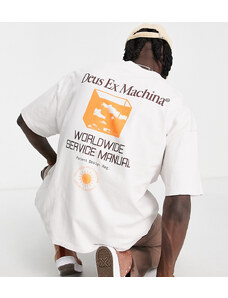 Deus Ex Machina - Nimbus - T-shirt in tessuto pesante beige con stampa sulla schiena - In esclusiva per ASOS-Neutro