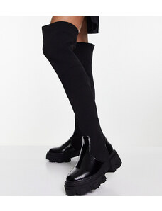 ASOS DESIGN - Kimmy - Stivali cuissard bassi neri con suola spessa e pianta larga-Nero
