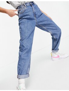 Pull&Bear - Mom jeans con vita elasticizzata blu slavato