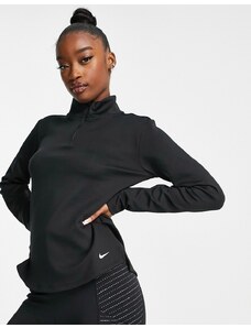 Nike Training - One Therma-FIT - Maglietta a maniche lunghe con zip corta nera-Nero