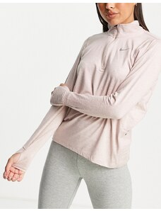 Nike Running - Element - Top rosa chiaro in tessuto Dri-FIT con zip corta