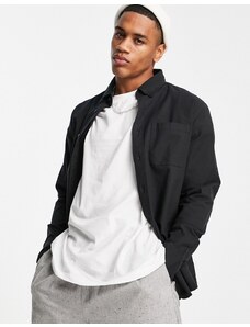 Selected Homme - Camicia Oxford in cotone nera - BLACK-Nero
