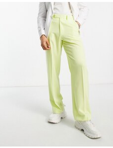 ASOS DESIGN - Pantaloni eleganti con fondo ampio giallo acido