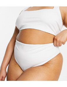 ASOS Curve ASOS DESIGN Curve - Mix and Match - Slip bikini a vita alta sgambati bianchi-Bianco