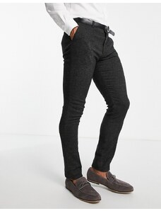 ASOS DESIGN - Pantaloni skinny in misto lana e twill color antracite-Grigio