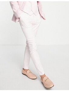 ASOS DESIGN - Summer Wedding White Colour Range - Pantaloni da abito skinny rosa a tratteggio incrociato