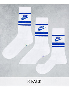 Nike - Everyday Essential - Confezione da 3 paia di calzini bianchi/blu-Bianco