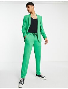 ASOS DESIGN - Pantaloni da abito super skinny con vita stile joggers in crêpe verde