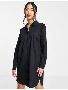 ASOS DESIGN - Vestito camicia corto in cotone nero