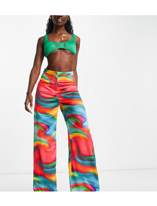 ASYOU - Pantaloni a fondo ampio con stampa astratta in coordinato-Multicolore