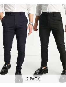 ASOS DESIGN - Confezione da 2 pantaloni skinny eleganti nero e blu navy-Multicolore