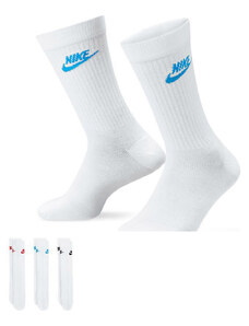 Nike - Everyday Essential - Confezione da 3 paia di calzini bianchi con logo colorato-Bianco