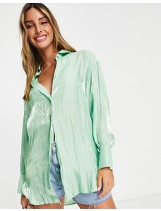 ASOS DESIGN - Camicia oversize con maniche voluminose con polsini ampi, colore salvia-Verde