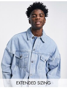 ASOS DESIGN - Giacca di jeans oversize color pietra chiaro-Blu