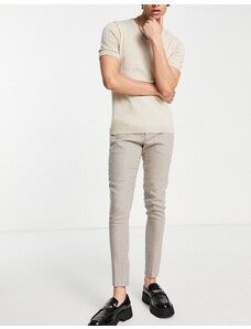 ASOS DESIGN - Pantaloni super skinny da abito in tweed misto lana beige-Neutro