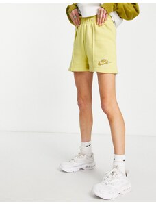 Nike - Pantaloncini felpati verde sedano con coulisse