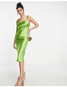 ASOS DESIGN - Vestito sottoveste midi con scollo rotondo verde