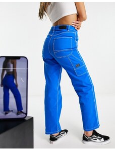 Bershka - Jeans dritti cobalto con cuciture a contrasto-Blu