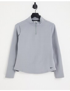 Nike Training - One Therma-FIT - Maglietta a maniche lunghe con zip corta grigia-Grigio