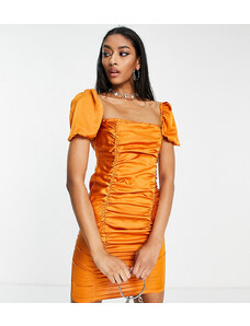 NaaNaa Tall - Vestito corto in raso con scollo quadrato arancione
