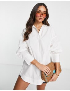 Selected Femme - Camicia bianca in cotone con arricciatura sul retro - WHITE-Bianco