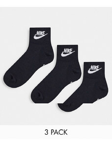 Nike - Everyday Essential - Confezione da 3 paia di calzini alla caviglia neri e bianchi-Nero