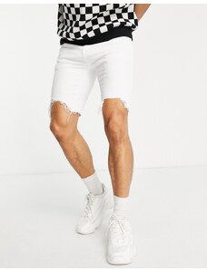 ASOS DESIGN - Pantaloncini di jeans skinny taglio classico bianchi con strappi-Bianco