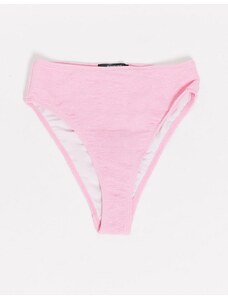 Missguided - Slip bikini vita alta stropicciati rosa