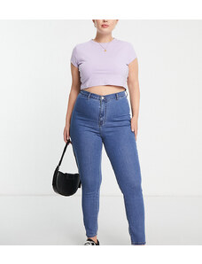 Don't Think Twice Plus - Chloe - Jeans skinny elasticizzati a vita alta stile disco, lavaggio blu medio