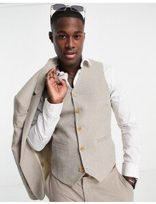 ASOS DESIGN - Gilet super skinny da abito in tweed di misto lana beige-Neutro