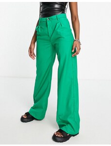 Bershka - Pantaloni sartoriali a fondo ampio verdi-Verde