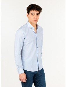 B-style Camicia In Cotone a Righe Azzurre Classiche Uomo Blu Taglia Xl