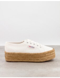 Superga - 2790 Cotrope - Sneakers in tela bianca flatform stile espadrilles-Bianco