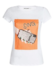 Monte Cervino T-shirt Con Stampa e Perline Manica Corta Donna Arancione Taglia L/xl