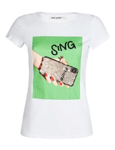 Monte Cervino T-shirt Con Stampa e Perline Manica Corta Donna Verde Taglia S/m
