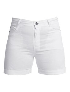 Max & Liu Pantaloncini Corti In Cotone Con Risvolti Shorts Donna Bianco Taglia 42