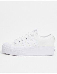 adidas Originals - Nizza - Sneakers bianche con plateau-Bianco