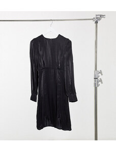 Y.A.S Tall - Shine - Vestito corto nero setoso con finiture in pizzo