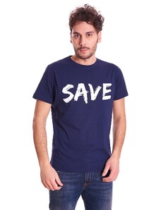 T-SHIRT SAVE THE DUCK STAMPATA, Colore Blu