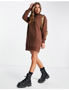 Threadbare - Floyd - Vestito corto in felpa con cappuccio e pannelli marrone cioccolato
