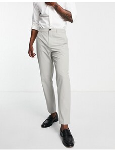 Selected Homme - Pantaloni da abito slim in tessuto tecnico grigio chiaro
