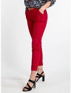 Solada Pantaloni Da Donna In Cotone Con Risvolto Casual Rosso Taglia Xxl