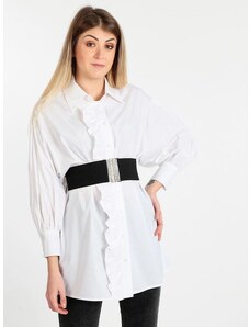 Lumina Maxi Camicia Donna Con Maniche a Palloncino Bianco Taglia Unica