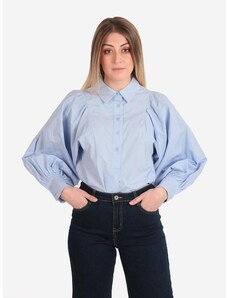 Lumina Camicia Donna In Cotone Con Maniche a Palloncino Blu Taglia Unica