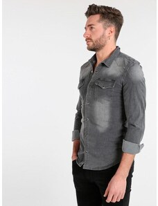 N+1 Jeans Camicia In Nera Da Uomo Classiche Nero Taglia L